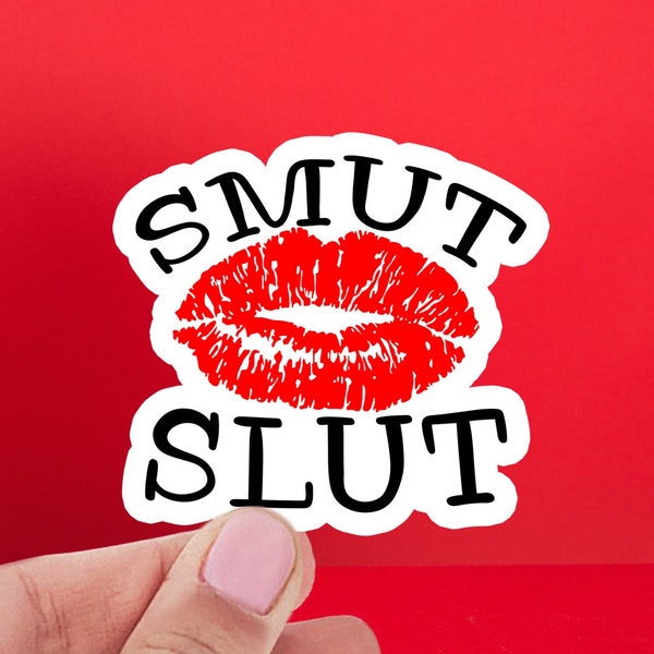 Smut Slut Sticker - Romance Novel Lover Decal - Red Lips Bookish Accessory - Flirty Fun Waterproof Vinyl Sticker for Laptops and Notebooks