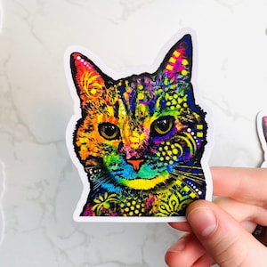 Cat Stickers Gift for Cat Lovers Officially Licensed Dean Russo Cat Stickers Waterproof Stickers Colorful and Vibrant Cats Decal