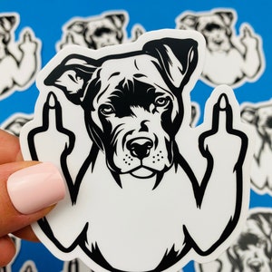 Pitbull Sticker, Pitbull Decal,  Pitbull Middle Finger Sticker, Pitty Sticker, Pitbull Car Decal, Pitbull Bumper Sticker, Funny Pit bull Dog
