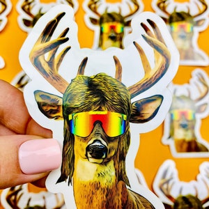 Funny Deer With a Mullet Sticker for Hunters Hunting Fans, Deer Sticker, Deer Hunting Gift, Deer Hunter Sticker, Deer Hunter Decal for Truck