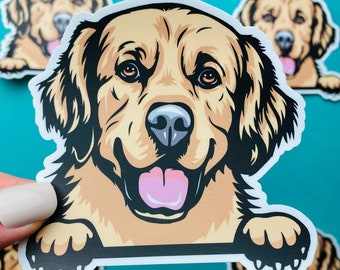 Golden Retriever Sticker: Abstract Dog Decal for Car, Laptop