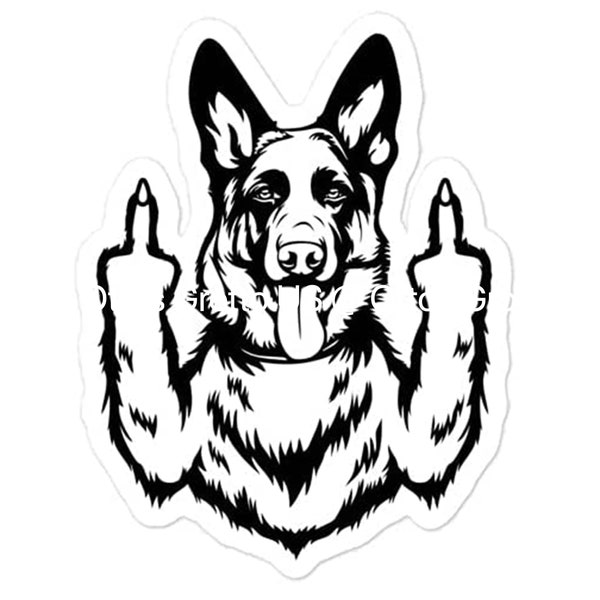 K9 German Shepherd Middle Finger Sticker, Funny Sticker for Police K9 Handler, Military K9, Schutzhund, GSD Owners, GSD Car Decal