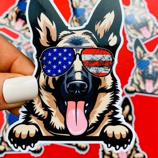 K9 Sticker German Shepherd Paws Sticker Cute GSD Dog Decal for Car, Hydroflask, Schutzhund, American Flag Aviators