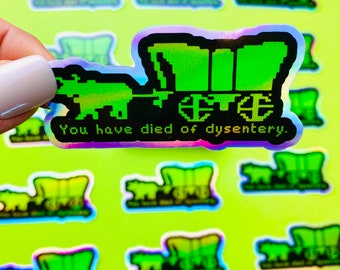Oregon Trail Holographic Sticker: Retro 80s Gaming Decal