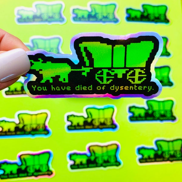 Oregon Trail Sticker HOLOGRAPHIC Eighties Sticker 1980s Sticker Retro Gaming Sticker Funny Decal for Eighties Kids