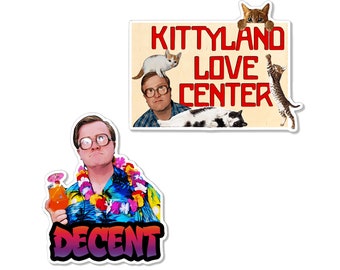 Trailer Park Boys Sticker Pack | Officially Licensed Bubbles Decent Sticker and Kittyland Love Center for Kitties Sticker -2 Sticker Pack