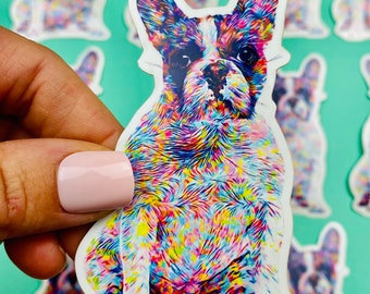 Colorful Abstract French Bulldog Vinyl Sticker: Dog Mom Gift