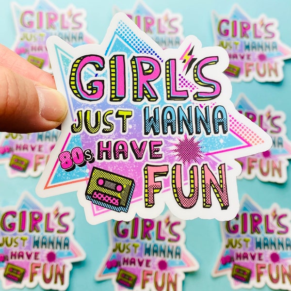 Girls Eighties Vintage Look Sticker Girls Fun 1980s 80s Aesthetic Stickers
