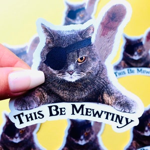 Pirate Cat Sticker This Be Mewtiny Pirate Patch Kitty Cat Stickers for Cats Matey ARRRRR Pirates! Mutiny Cat Sticker Decal for Pirates Fans