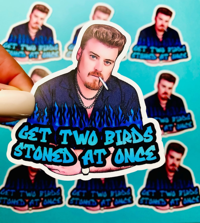 Trailer Park Boys Ricky Sticker | Get Two Birds Stoned At Once | Officially Licensed Trailer Park Boys Sticker | image 1