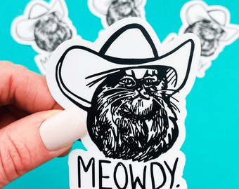 Meowdy Cat Sticker for Country Living Cat Cowboy Hat Sticker Country Kitty Decal Funny Country Sticker