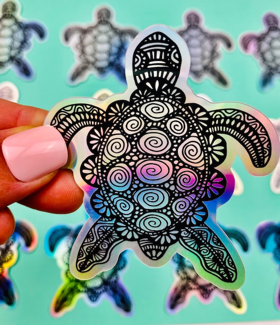 Sea Turtle Sticker Boho Turtle Sticker With Holographic Effect | Etsy
