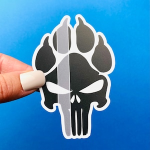 Corrections Officer K9 Police Punisher Pawprint Sticker, Sticker for Police K9 Handler, Dept of Corrections, Law Enforcement