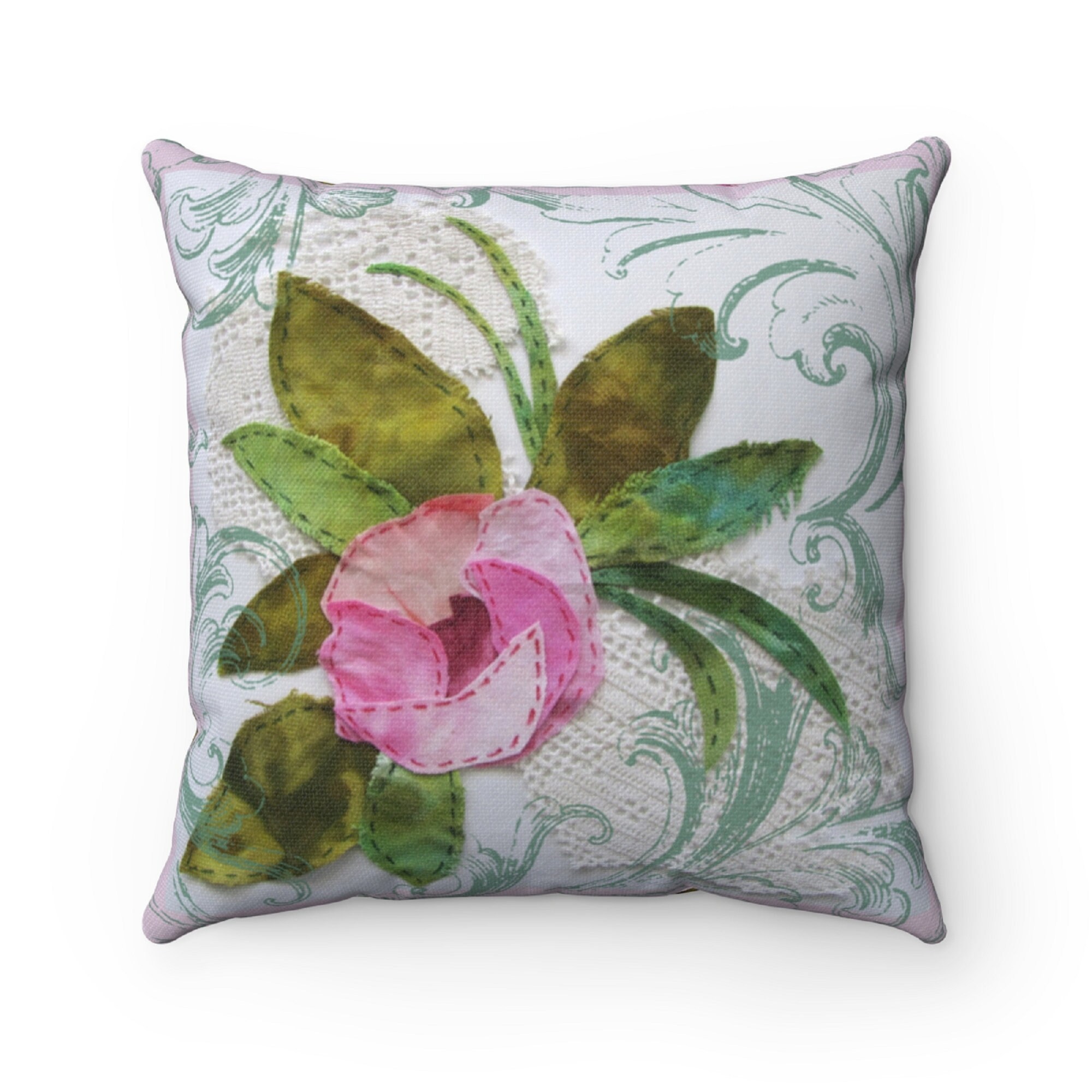 Coussin Décoratif Bouquet de Fleurs Magnolia, Décoration Maison