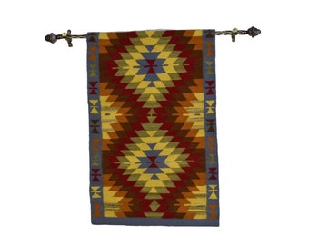 Tapestry Wall hanging Handmade kilim rug with rod and hanging accessories