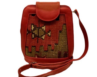 Schoudertas Crossbody tas Handgemaakte kelim tas Lederen tas