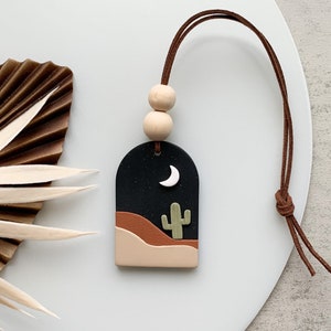 Essential oil car clay diffuser, boho hanging accessory, car air freshener, new driver gift, car decor for women
