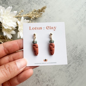 Easter mini carrot earrings, polymer clay small carrot earrings, unique vegetable earrings, spring Clay earrings, carrot hoop earrings