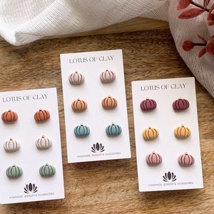 Clay pumpkin stud Earring set, build your own stud pack,fall clay earrings, Halloween clay earrings, tiny pumpkin earrings, autumn earrings