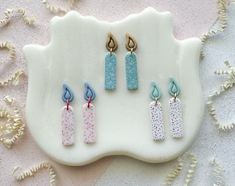 Handmade birthday candle earrings, birthday candle stick earrings, milestone birthday celebration earrings, birthday gift for best friends