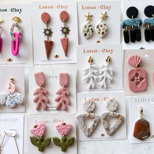 Clearance clay earrings, sale bin clay earrings, modern polymer clay earrings, statement dangle earrings