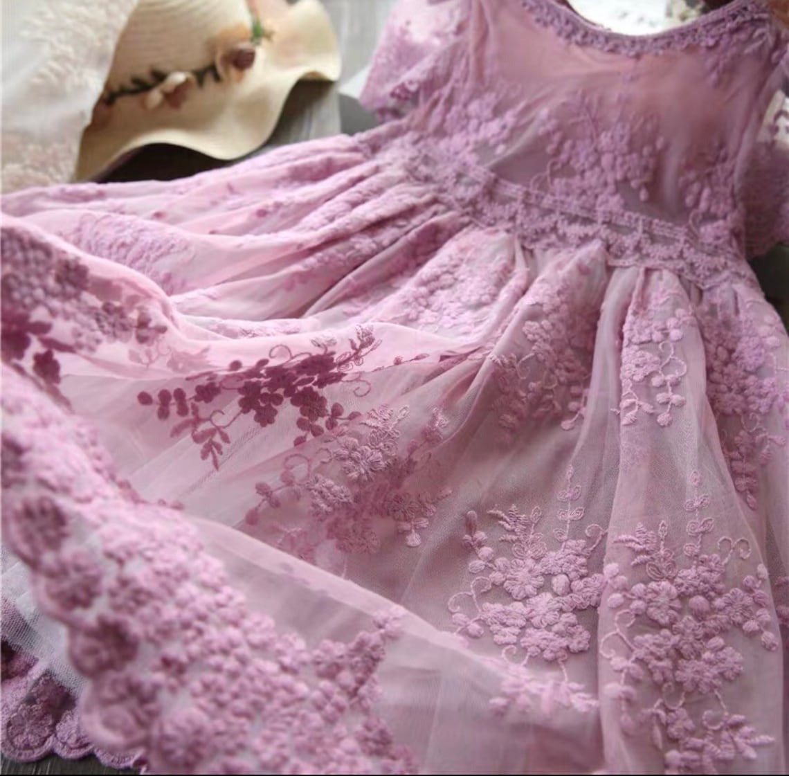 Sweetie Lapeled Embroidered Floral Dress