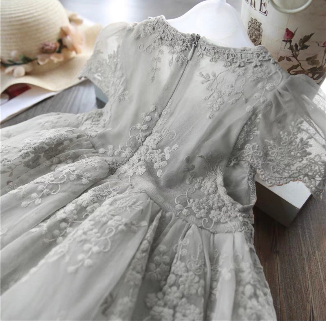 Girls S/S Embroidered Party Dress