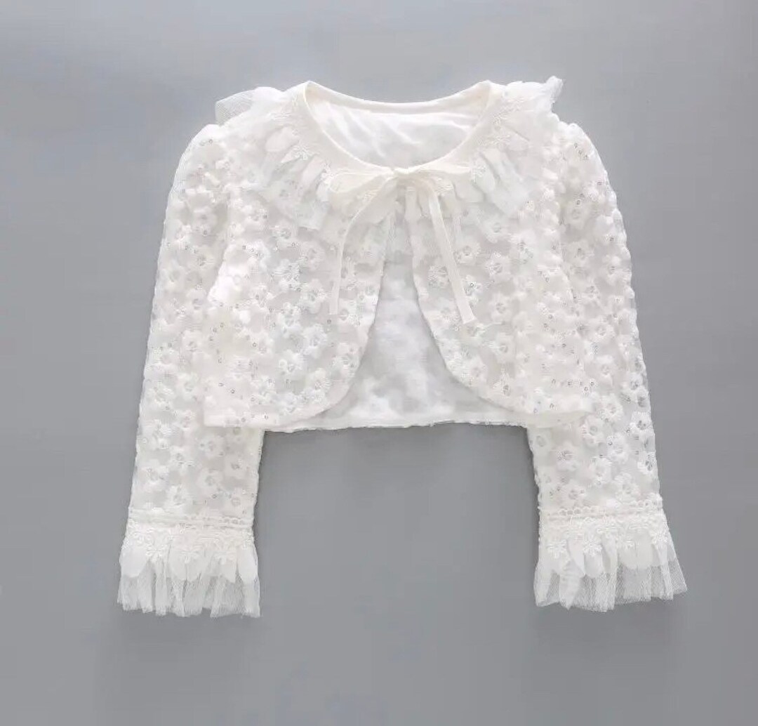 Girls Bolero White Shrug Wedding Flower Girl Bolero Jacket Summer Wear ...