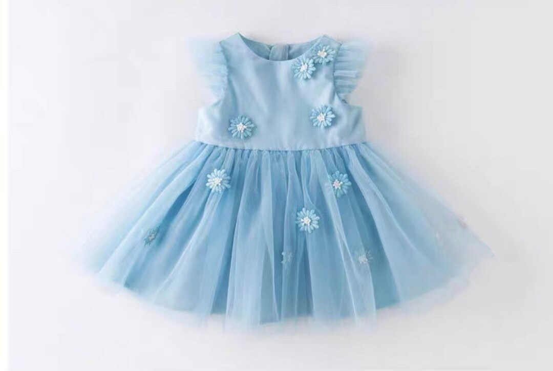 Blue Dress Baby Toddler Girls Princess Dress 1st Birthday Etsy UK