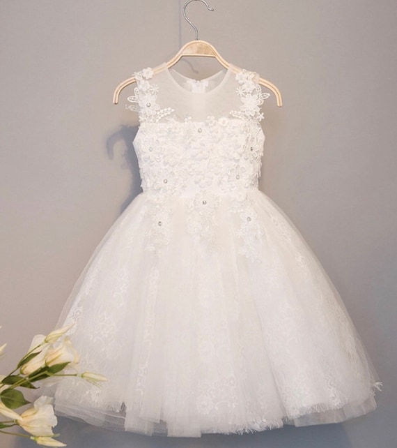 White Princess Dress Exclusive Design Embroidered Flower Girl Etsy UK