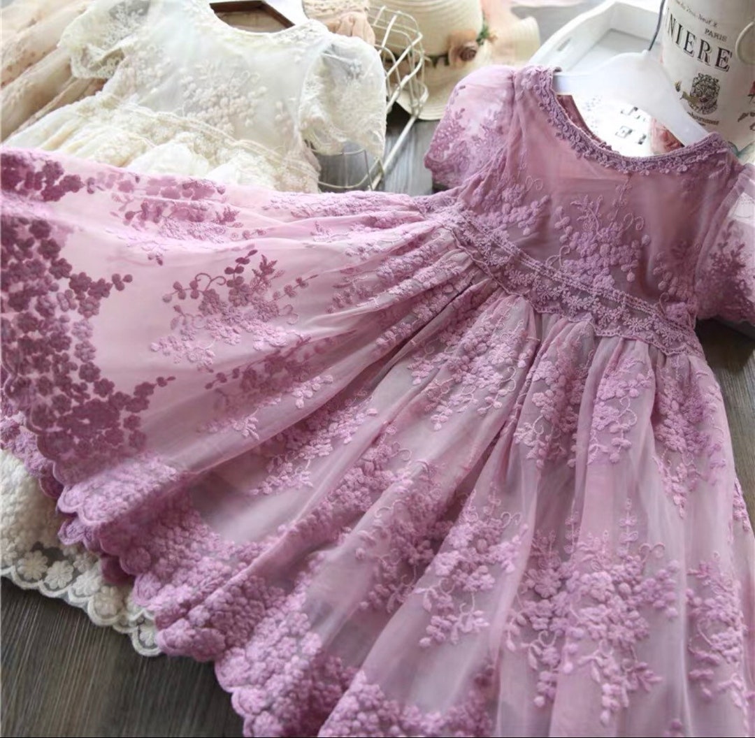 Flower Girls Dress Embroidered Girls Dress Party Wedding Etsy