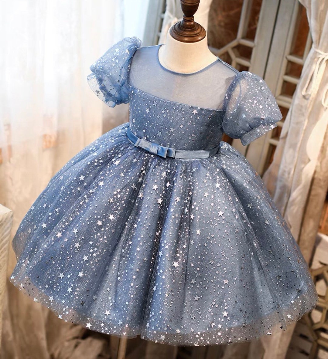Girls Blue Dress 1st Birthday Dress Toddler Dress Girls Etsy