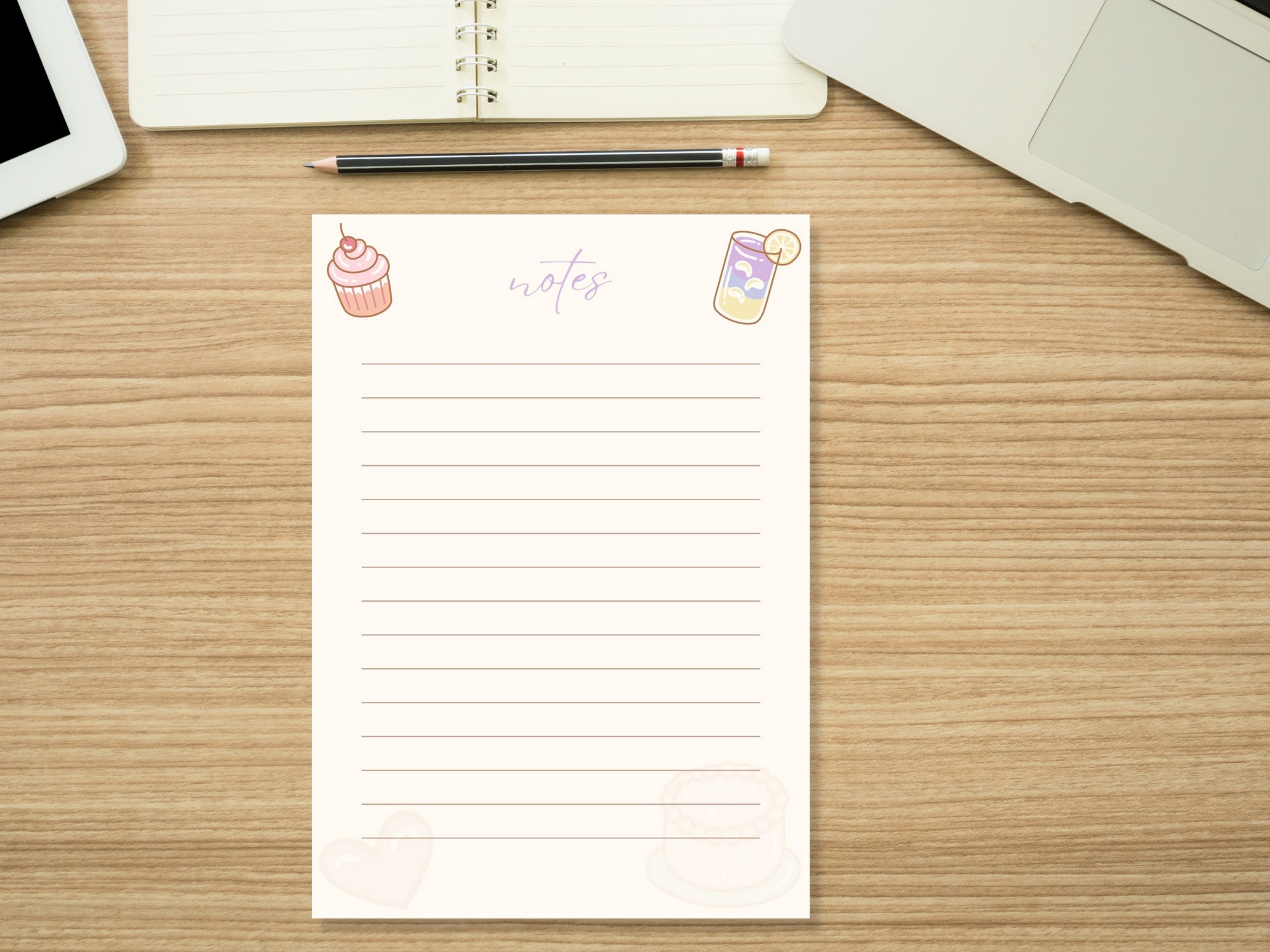 Printable Lined Paper Kawaii Pastel Writing Paper Printable Etsy