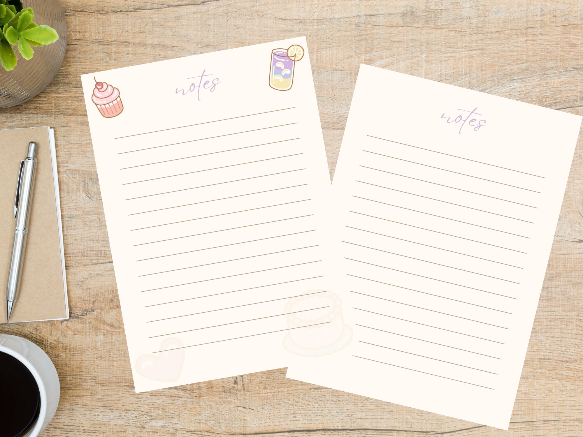 Printable Lined Paper Kawaii Pastel Writing Paper Printable Etsy