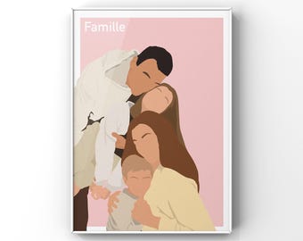 Individuelle Illustration | Digitales Geschenk | Geschenkidee rund um die Uhr | Leinwand/Poster