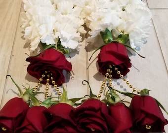 Fresh Indian Wedding Varmala Garland: Roses, Carnations, Gold Beads