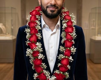 Fresh Rose Garland | Indian Wedding Varmala Jaimala | Graduation Lei | Muslim Nikkah Wedding | Chicago IL