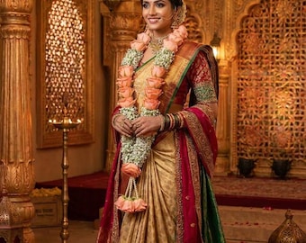 Fresh Rose Indian Wedding Varmala Garland, Pearl Tassel Jai Mala, Custom Colors Chicago