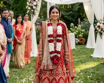 Fresh Rose Baby's Breath Varmala Jaimala | Indian Wedding Mala | Nikkah Garland | Chicago IL
