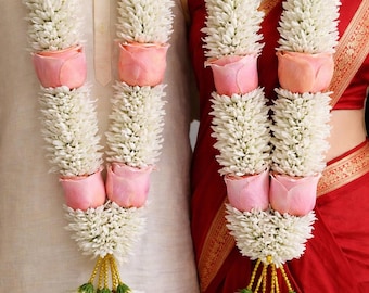 Fresh Rose Jaimala Haar Set | Indian Wedding Garland Duo  {set} | Handmade in USA