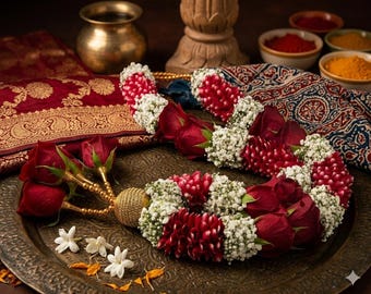 Fresh Rose Petal Varmala Jaimala | Indian Wedding Garland for Bride Groom