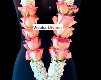 Rose Baby’s Breath Wedding Garland for Bride & Groom –  Varmala Jaimala Nikkah