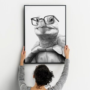 Tortoise with Glasses, Printable Poster, Digital Art, Downloadable Print, Digital Download