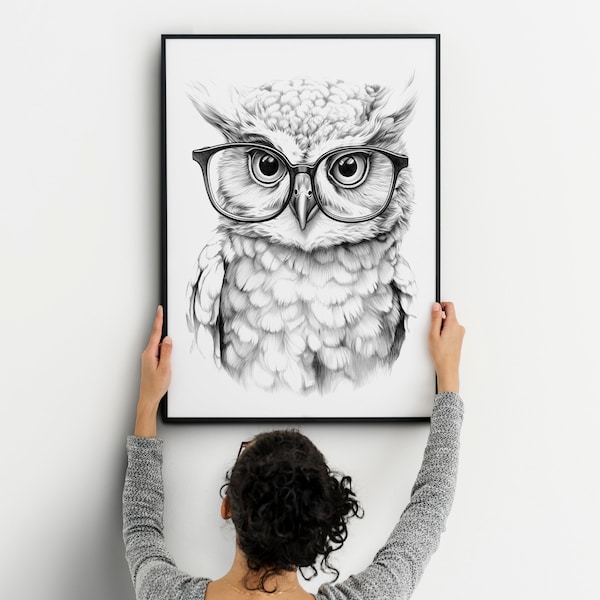Owl With Glasses - Etsy