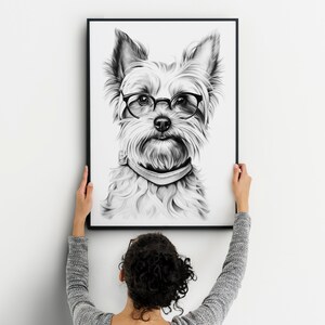 Cane carino con occhiali, stampa scaricabile, poster stampabile, download digitale