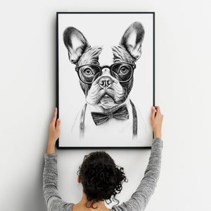 Serious Dog with Glasses, Downloadable Print, Printable Poster, Digital Download