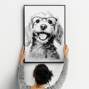Happy Dog with Glasses, Downloadable Print, Printable Poster, Digital Download