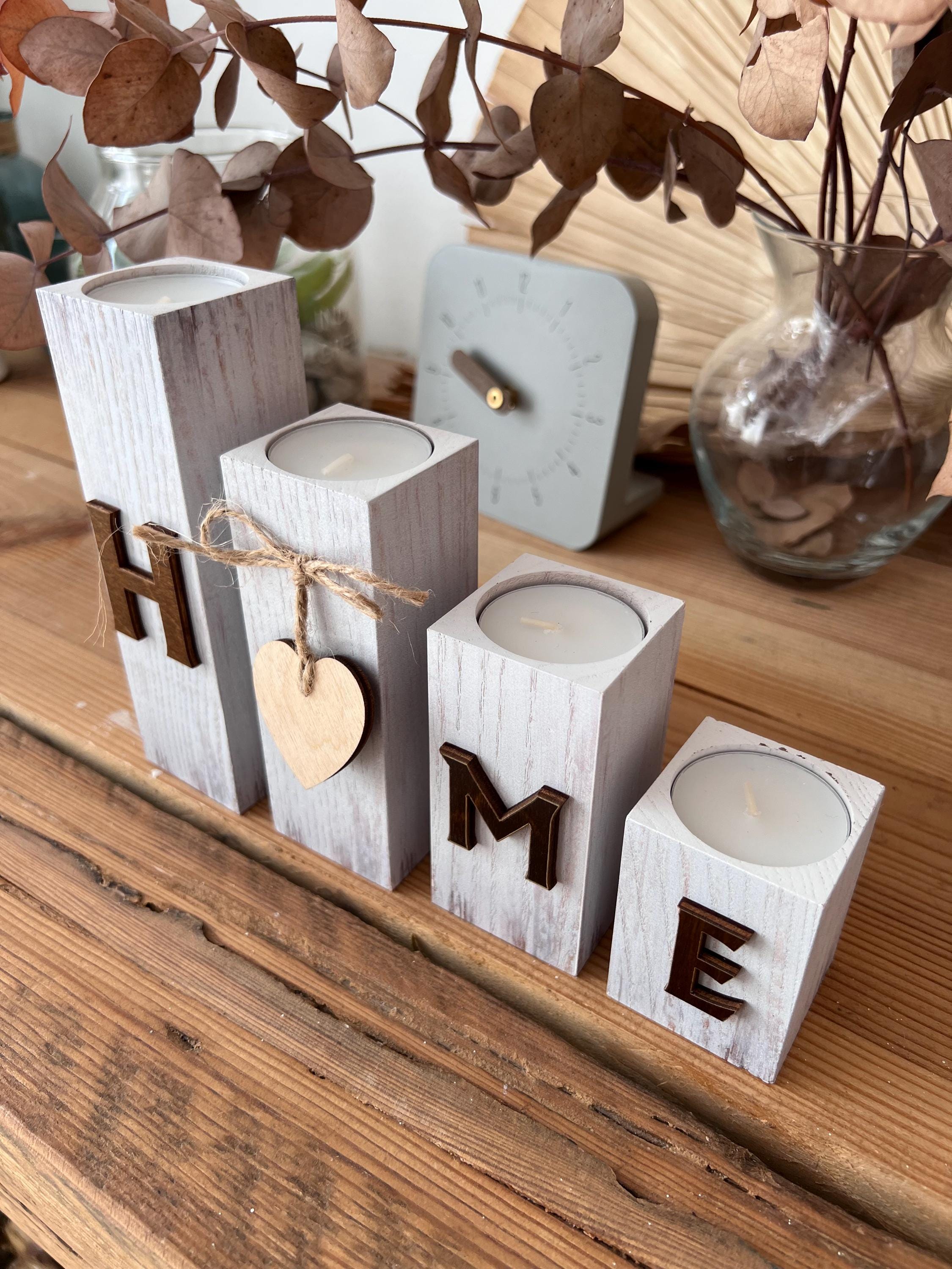 Set of Candle Holders, Set of Wooden Candle Holders, Decorative Wooden ...