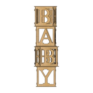 Opvouwbare BABY-alfabetdozen - lasergesneden bestand - feestdecoraties en evenementdecor - BABY-alfabetblokken - babyshowerdozen