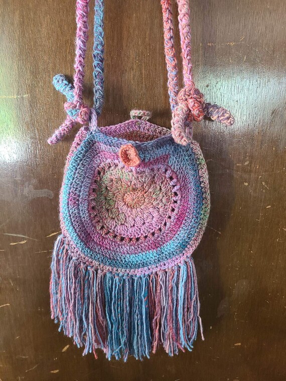 Homemade crochet boho purse